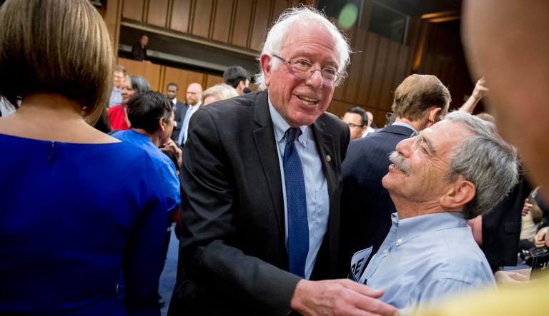 The Vermont Independent introduced the bill Wednesday with the backing of 17 Democratic senators. (AP Photo/Andrew Harnik)