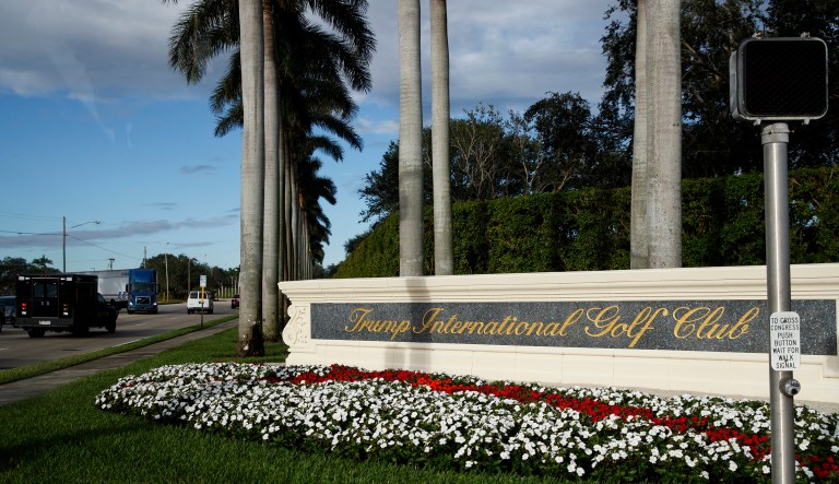 According a report, President Trump was golfing at the Trump International Golf Club in West Palm Beach, Fla., when a false ballistic missile alert was sent to Hawaii residents on Saturday. (AP Photo/Evan Vucci)