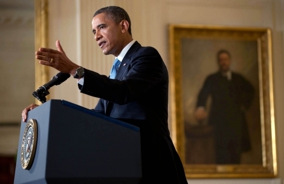 President Obama responds to a question during the last press conference of his first term, Jan. 14, 2013. (Official White House Photo by Pete Souza)