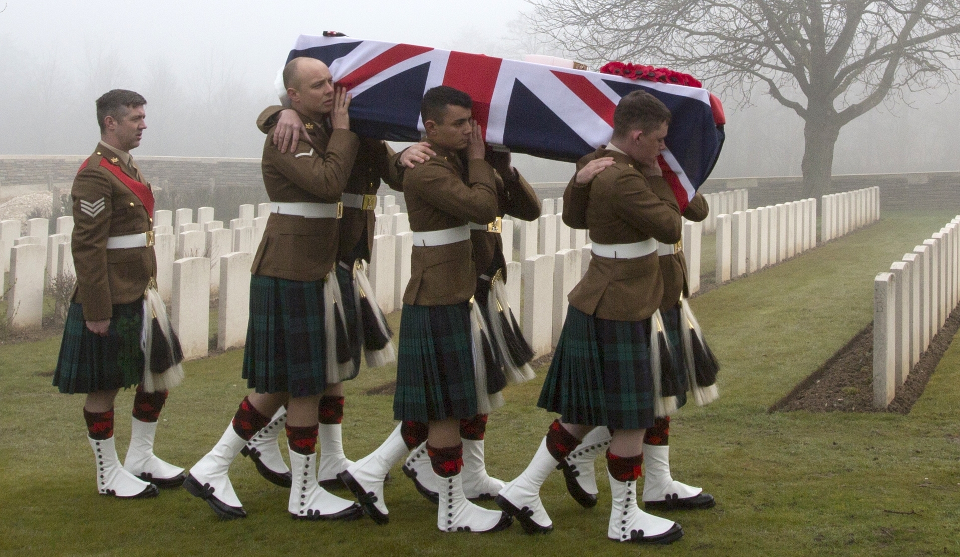 Britain reburies soldiers lost in World War I