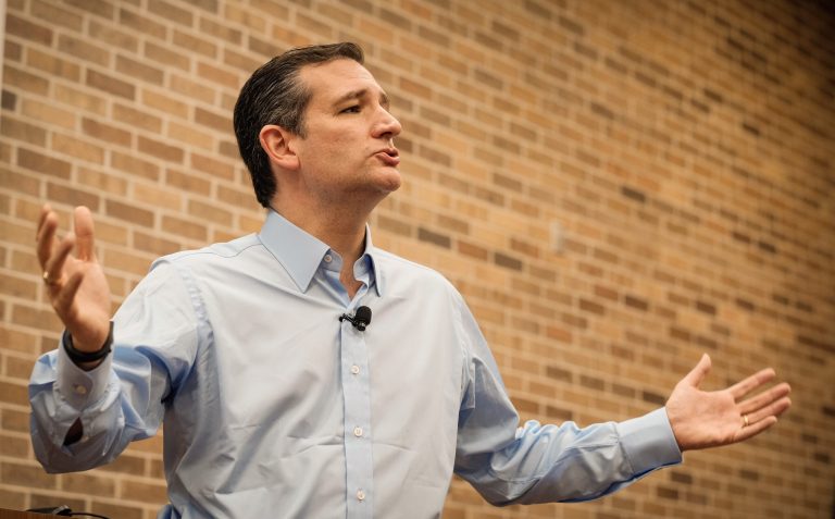 Sen. Ted Cruz, R-Texas, addresses voters during a town hall meeting at the Lincoln Center on the campus of Morningside College April 1, 2015 in Sioux City, Iowa. (Photo by Eric Francis/Getty Images)