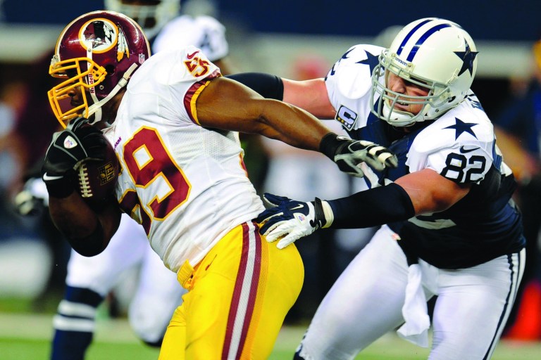 Matt Strasen/AP
The Redskins' London Fletcher played in his 235th consecutive game on Thanksgiving despite an ankle injury.