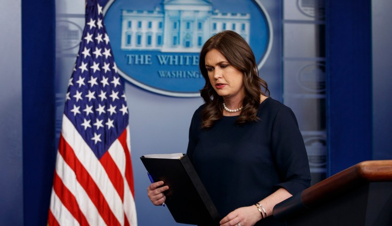 White House press secretary Sarah Sanders said President Trump's request for a gun control bill shouldn't be taken as a set-in-stone promise he will sign it. (AP Photo/Carolyn Kaster)