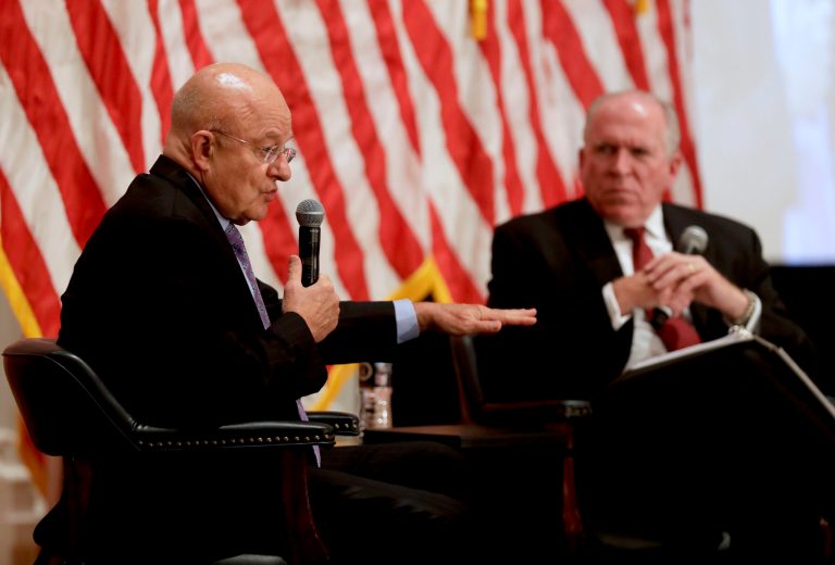 Clapper and John Brennan, the CIA director under Obama, criticized Trump's approach towards Russia during an appearance at the Aspen Security Forum in Colorado. (AP Photo/Chris Carlson)