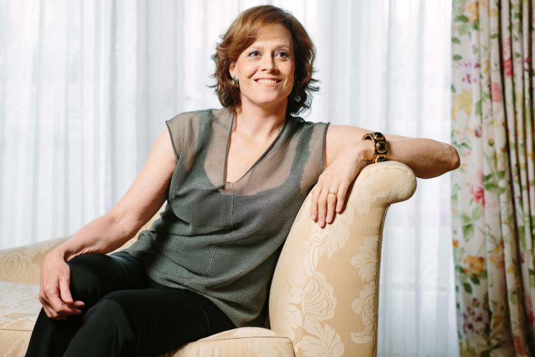 This June 1, 2014 photo shows actress Sigourney Weaver posing at The Peninsula Hotel during media day for the Alien video game and 35th anniversary release of  the film, 