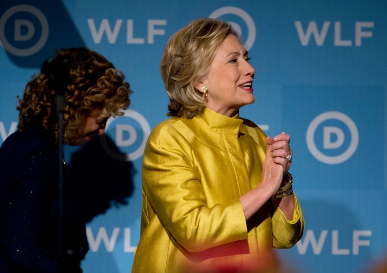 Hillary Clinton campaign manager Robby Mook brought Brandon Davis into the DNC offices on Thursday to introduce him to the party staff and Debbie Wasserman Schultz. (AP Photo)