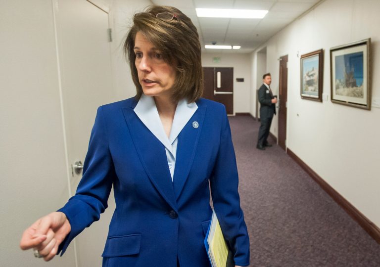 FILE - This May 29, 2013 file photo shows Nevada Attorney General Catherine Cortez Masto talking to media at the Legislative Building in Carson City, Nev. A Nevada judge ordered Jan. 30, 2014, the state to pay legal costs that could top $1 million to a mortgage services firm that state Attorney General Masto accuses of consumer fraud.     (AP Photo/Kevin Clifford, file)