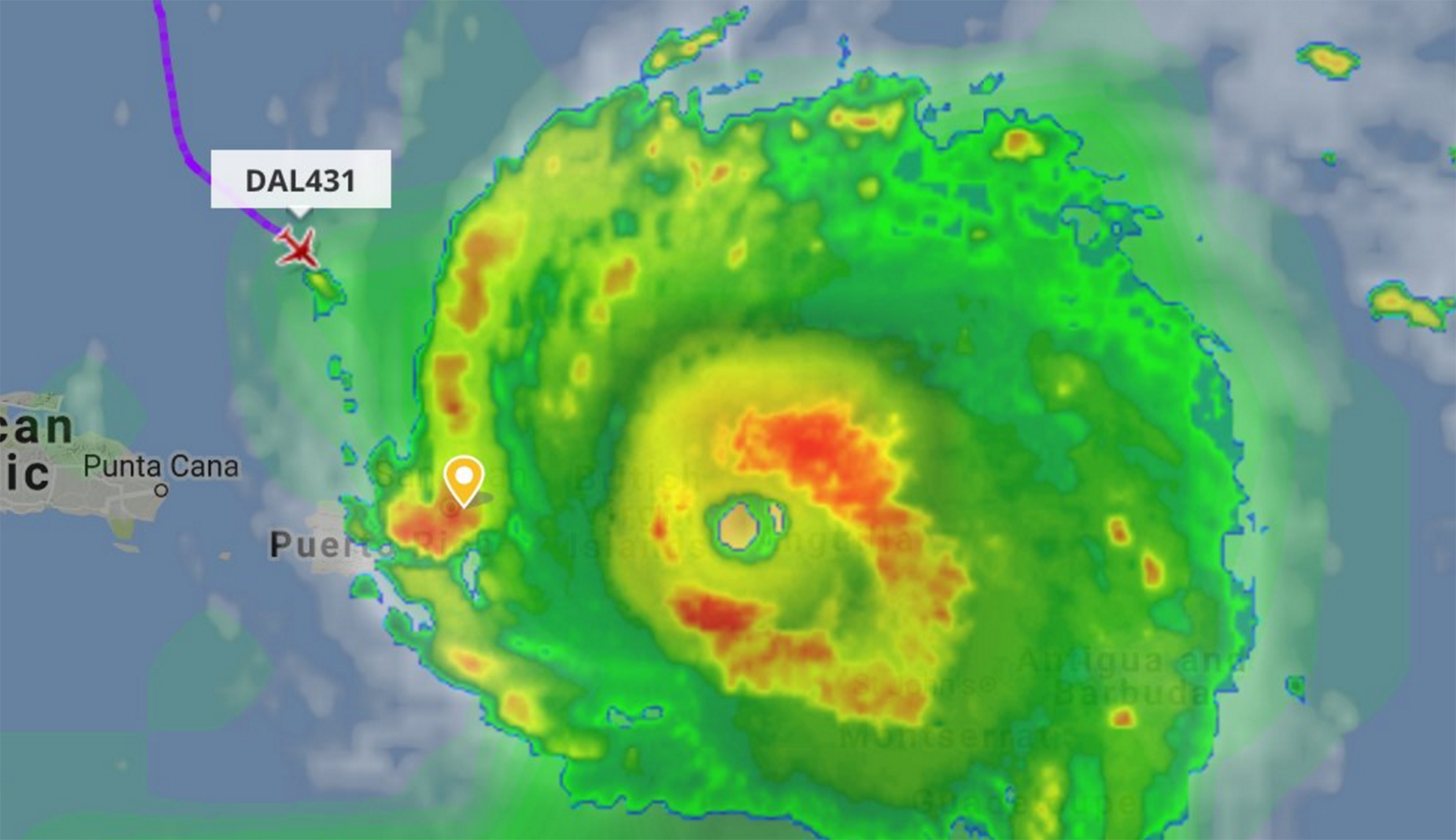 Delta plane flies into Irma, lands, and then returns to mainland
