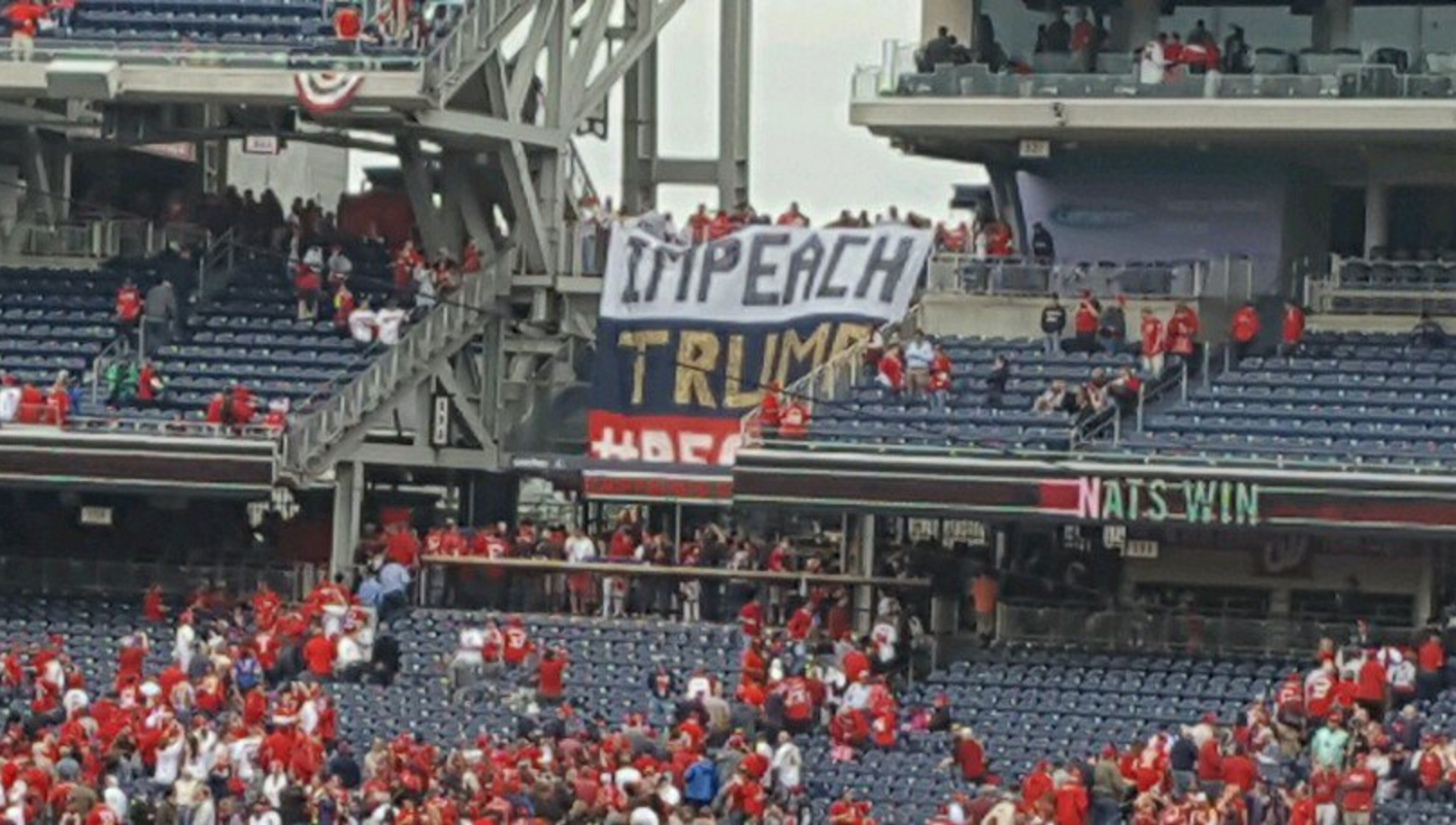 Protesters display massive ‘Impeach Trump’ sign at Washington Nationals’ opening game