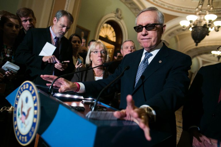 Senate Minority Leader Harry Reid, D-Nev., speaks at a press conference.Â Senate Democrats for a second time blocked a measure disapproving of the Iran nuclear deal. (Graeme Jennings/Washington Examiner)