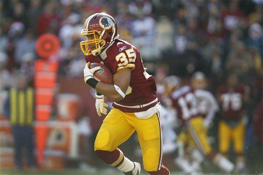 Washington Redskins running back Evan Royster (35) carries the ball during the first half of an NFL football game against the Minnesota Vikings in Landover, Md., Saturday, Dec. 24, 2011. 