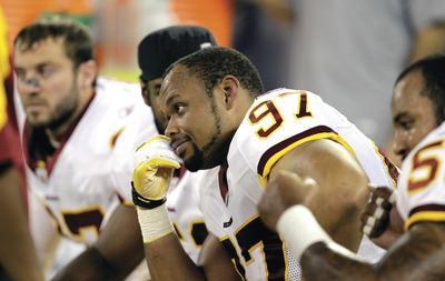 David Duprey/AP
Lorenzo Alexander and the Redskins have lost three in a row--the team's 12th straight season with a losing streak of that length.