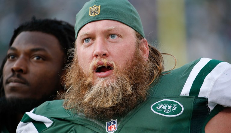 Former New York Jets center Nick Mangold is a registered Republican and has voted in three of the last five primaries and six of the last seven general elections. (AP Photo/Julio Cortez, File)