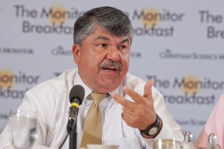 AFL-CIO President Richard Trumka speaks at the St. Regis Hotel on August 29, 2013 in Washington, DC. . (Photo by  Michael Bonfigli /The Christian Science Monitor)