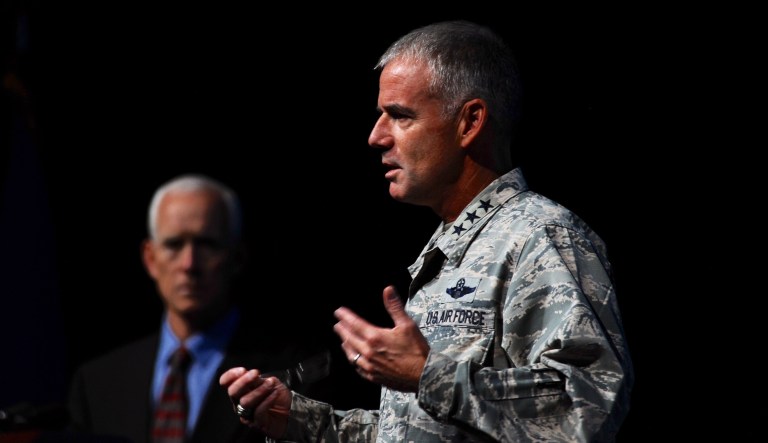 Lt. Gen. Jay Silveria, the superintendent of the U.S. Air Force Academy, delivered a stirring message to cadets and cadet candidates after racial slurs were discovered at the Air Force Academy Preparatory School. (U.S. Air Force photo/Tech. Sgt. Julius Delos Reyes.)