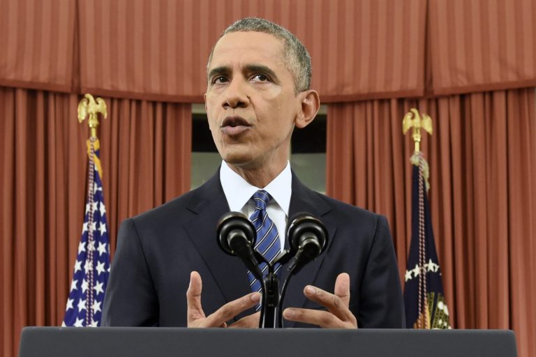 President Obama delivers an address to the nation from the White House following the terrorist attack in San Bernardino, Calif. (Saul Loeb/Pool via Bloomberg)