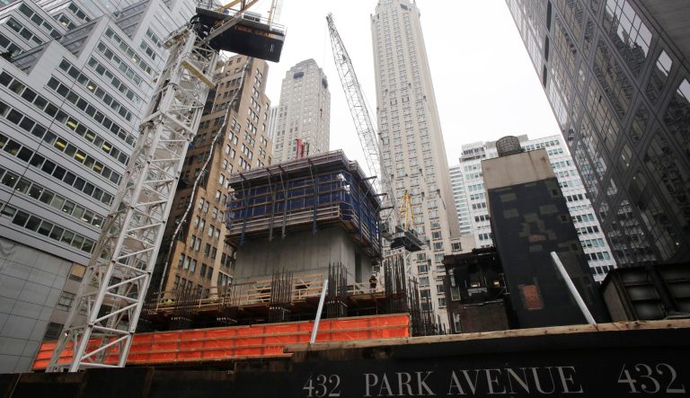 This Tuesday, Jan. 29, 2013, photo shows the early stages of construction on what is now the tallest residential tower in the Western hemisphere at 432 Park Ave., in New York. It is owned by real estate developer Harry Macklowe.