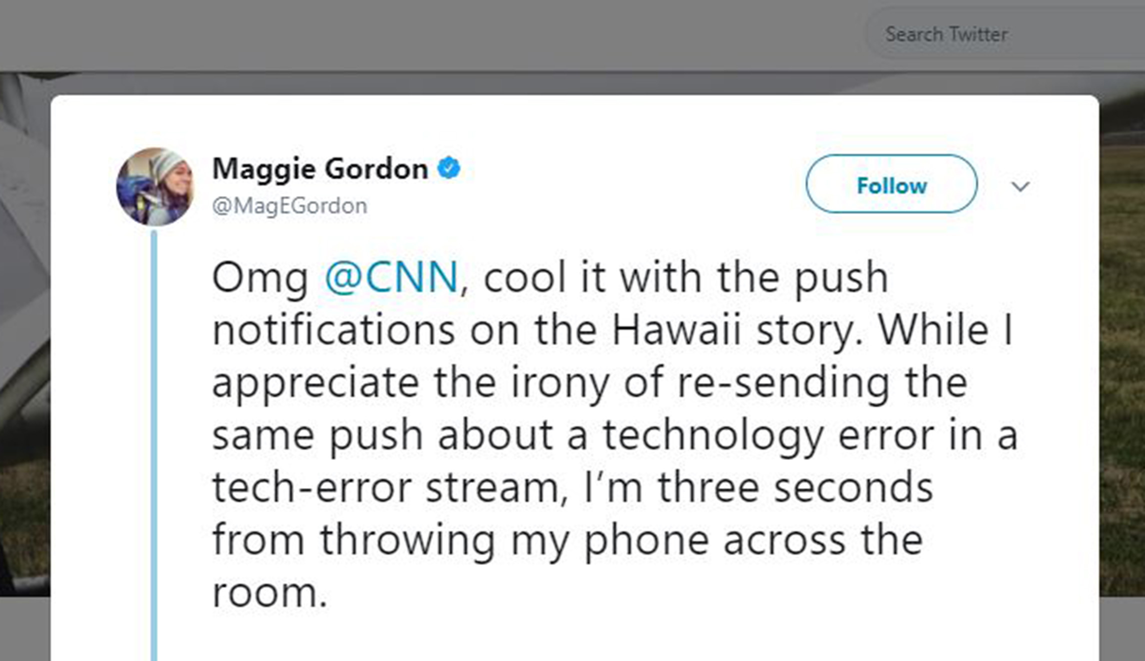 Twitter mocks CNN for repeatedly sending push alert about false ballistic missile alert
