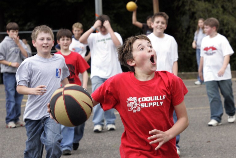 Sixth-grader Tyler Stephens plays during recess at the Coquille Valley Middle School Wednesday, April 12, 2006, in Coquille, Ore. (AP Photo/Rick Bowmer)