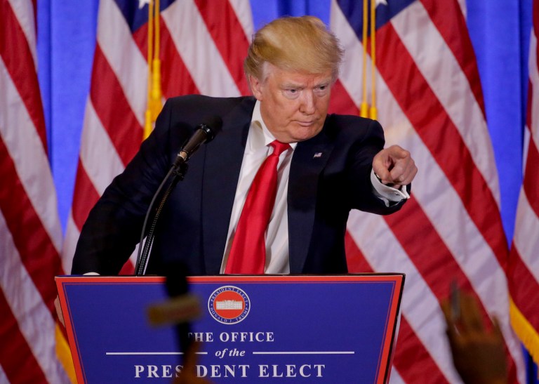 Holding his press conference in spite of the Buzzfeed report was a smart way for President-elect Trump to get his message out. (AP Photo/Seth Wenig)