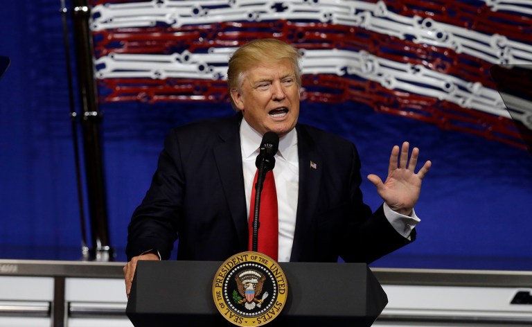 President Trump complained Friday that the media would try to downplay any achievements he accomplishes during his first 100 days in office. (AP Photo/Kiichiro Sato)
