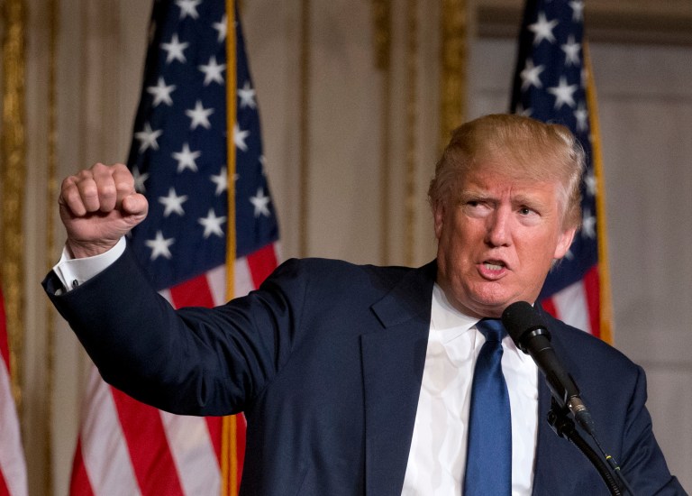 Congressional Democrats touted Donald Trump's three-point lead in a fundraising plea informing supporters that Trump's rise in popularity was "devastating news." (AP Photo/Wilfredo Lee)