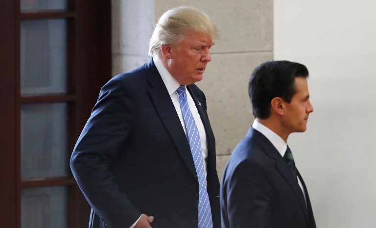 Mexican President Pena Nieto said Wednesday evening, hours after speaking with Republican presidential nominee Donald Trump, that Mexico had no intention of funding a border wall. (AP Photo/Dario Lopez-Mills)