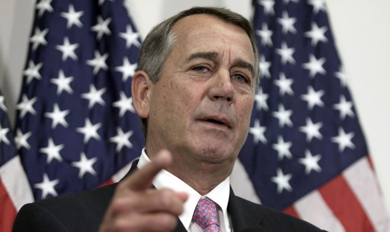 A report Sunday says that White House chief of staff Reince Priebus called former House Speaker John Boehner as President Trump considered vetoing the $1 trillion bill to prevent a partial government shutdown. (AP Photo/Lauren Victoria Burke, File)