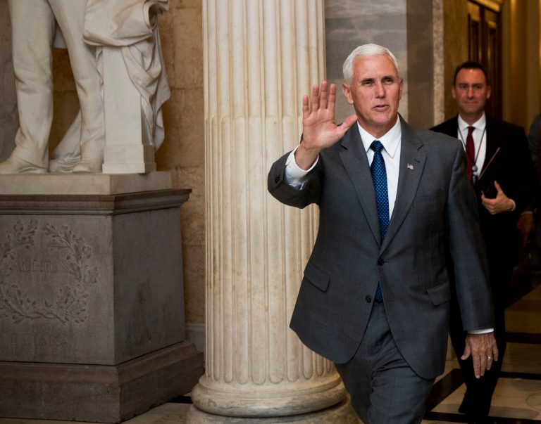 Vice President Mike Pence spoke about the need for both healthcare and tax reform at the Tennessee GOP 2017 Statesmen's Dinner at Music City Center in Nashville. (AP Photo/Manuel Balce Ceneta)