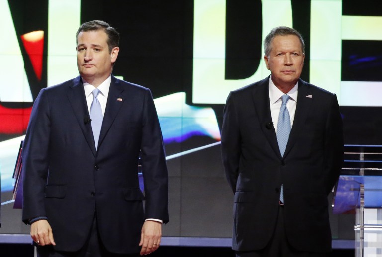 Sen. Ted Cruz told Fox News that Gov. John Kasich's presidential bid has functionally served to deliver delegates to Donald Trump. (AP Photo/Wilfredo Lee)