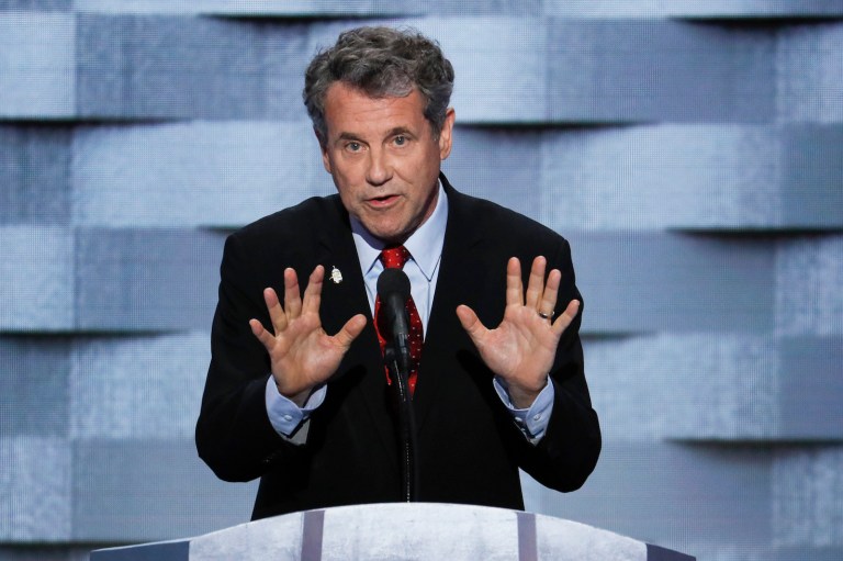 Ohio Sen. Sherrod Brown made a pitch to working class voters on behalf of Hillary Clinton. (AP Photo/J. Scott Applewhite)