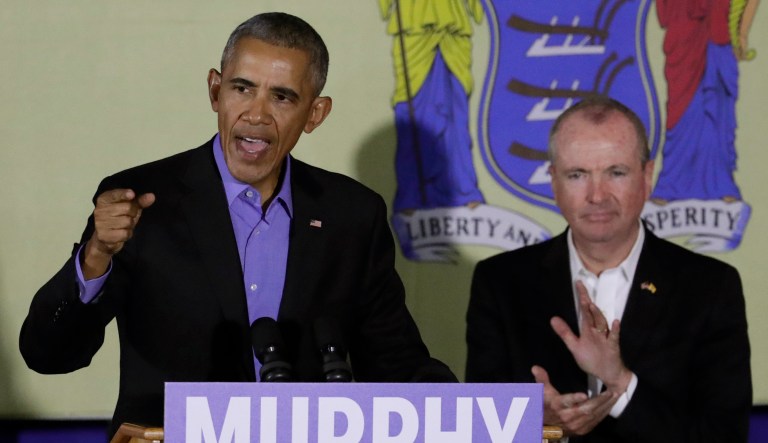 Obama did not mention Trump by name once during his 18-minute speech. (AP Photo/Julio Cortez)