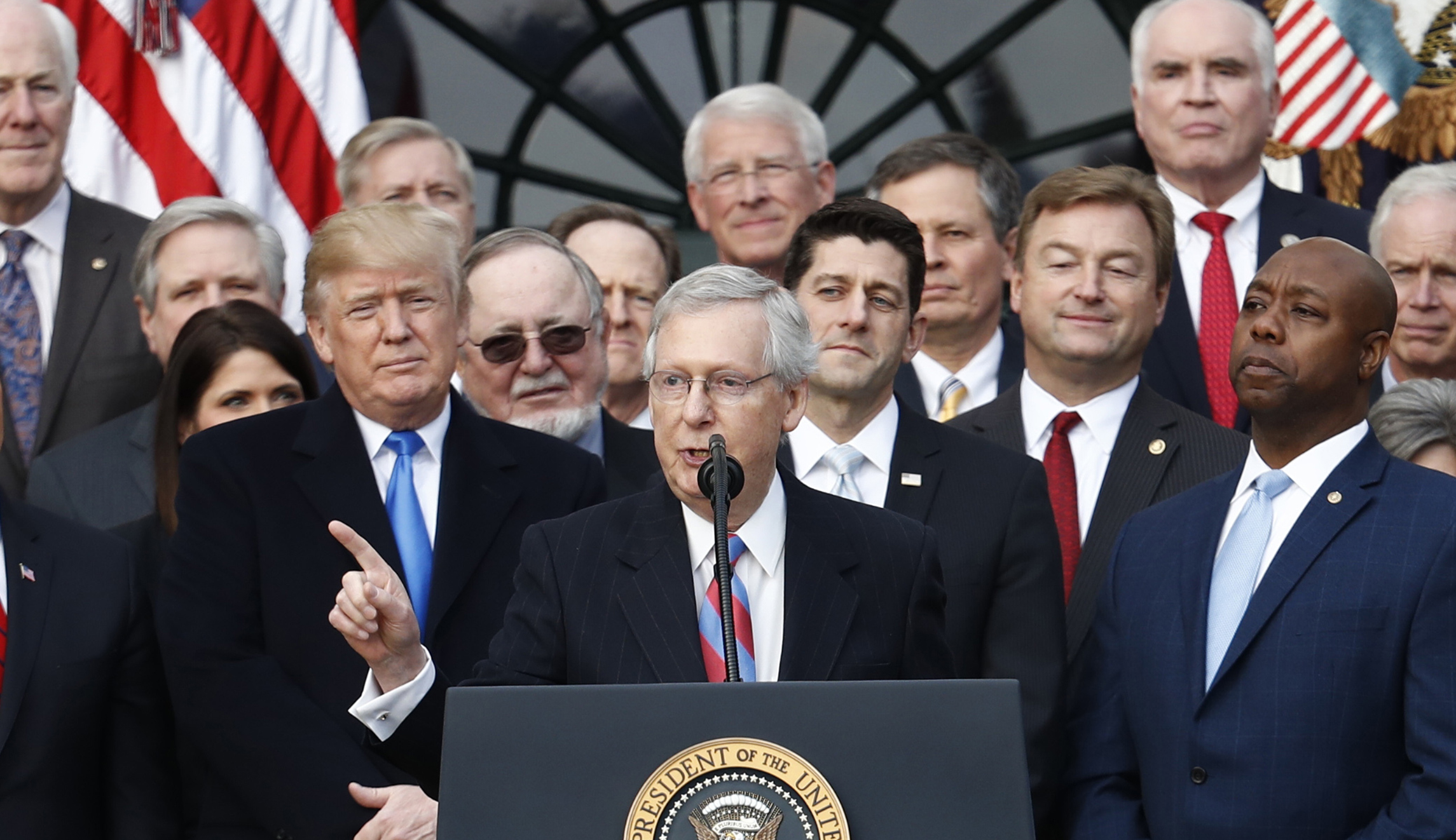 Mitch McConnell and Paul Ryan laud ‘year of extraordinary accomplishment’ for Trump