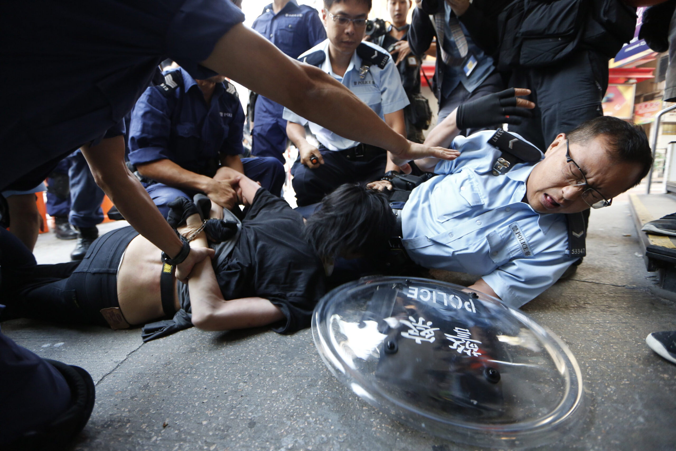 Hong Kong police clear smaller protest zone