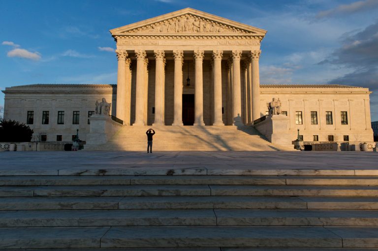 The Supreme Court is seen in Washington, Wednesday, Feb. 17, 2016, as preparations are being made to honor Justice Antonin Scalia, who died over the weekend at age 79. (AP Photo/J. Scott Applewhite)