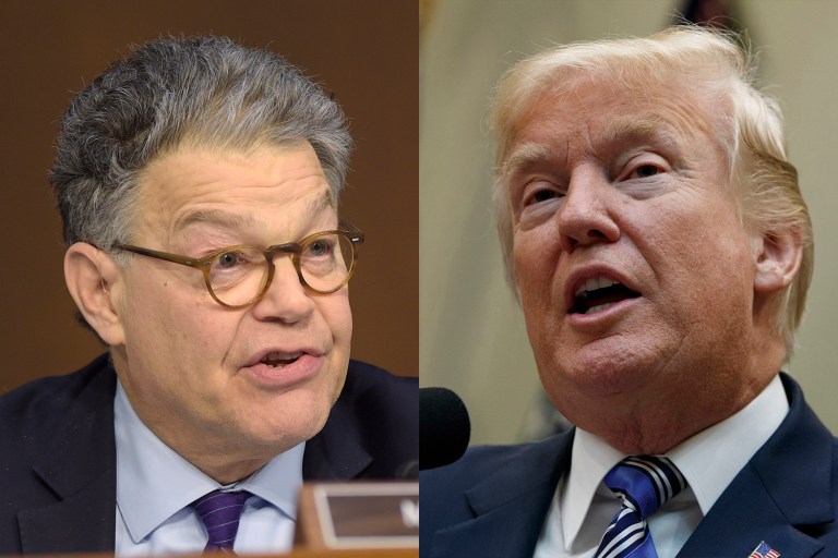 In a series of tweets late Thursday evening, Trump said the picture of Sen. Al Franken and Leeann Tweeden was 