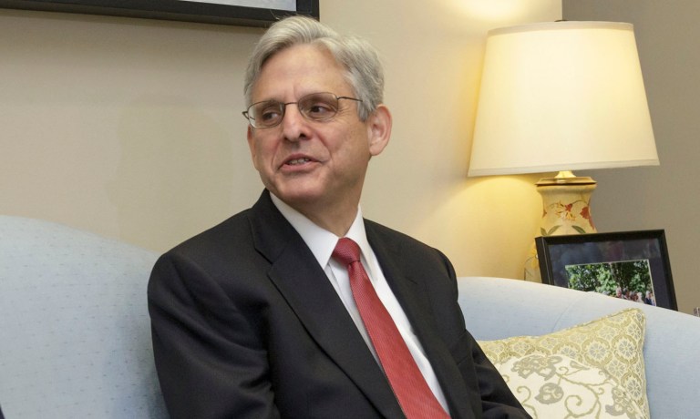 In accepting his Supreme Court nomination at a press conference in the Rose Garden, Merrick Garland told the story of his grandparents escaping persecution. (AP Photo/J. Scott Applewhite)