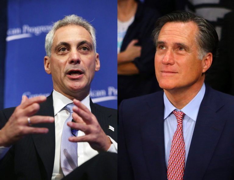 Chicago Mayor Rahm Emanuel, left, and former Massachusetts Gov. Mitt Romney have stated they have no interest in seeking the presidency in 2016. (File Photos)