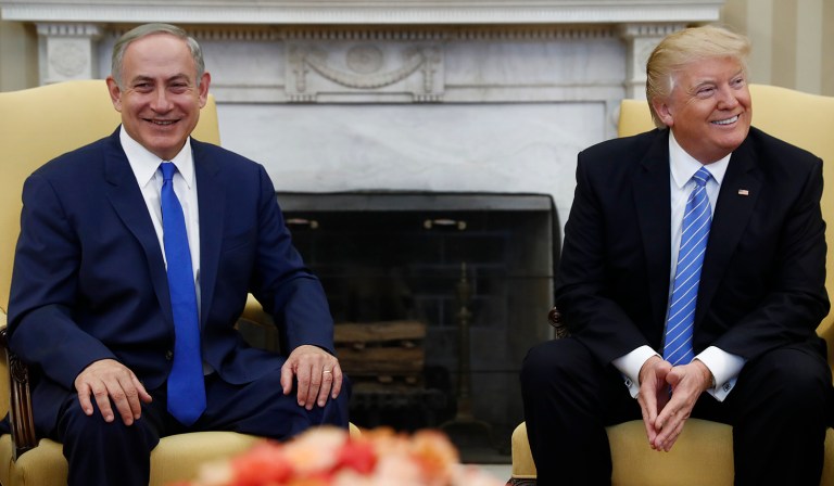 President Trump struck a friendlier, more optimistic tone about the U.S. alliance with Israel during his first appearance with Israeli Prime Minister Benjamin Netanyahu. (AP Photo/Carolyn Kaster)