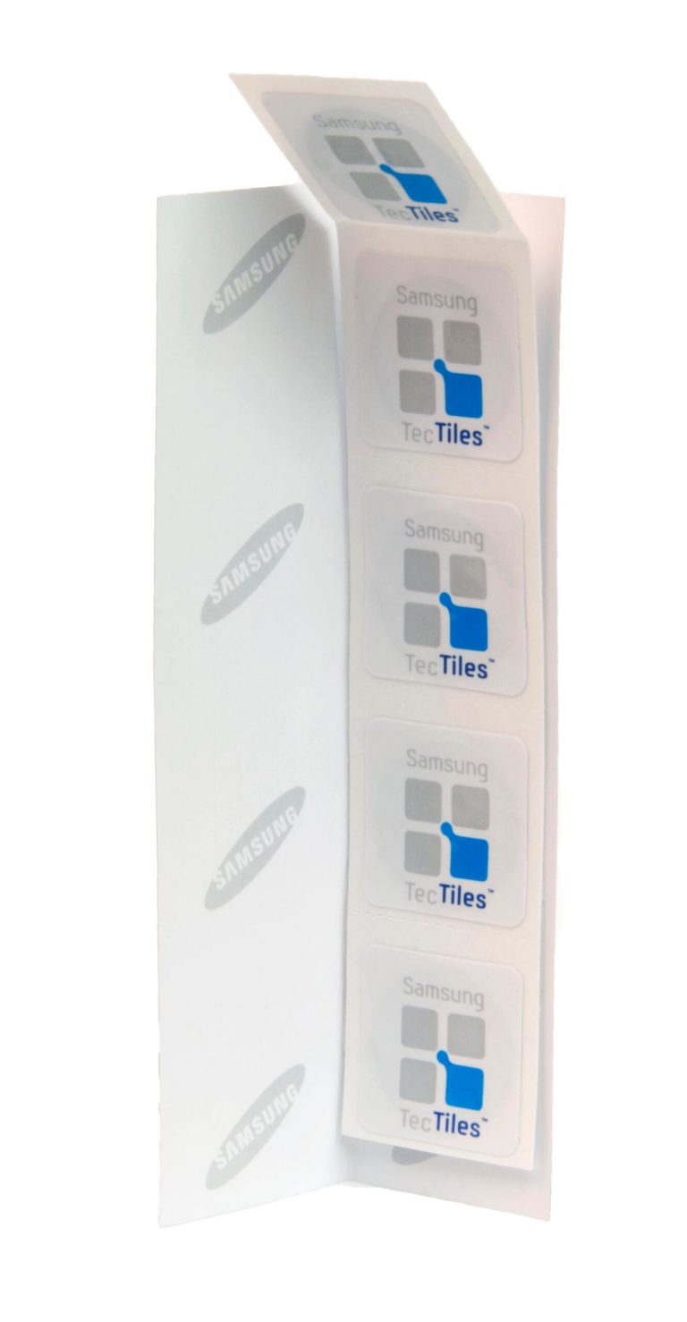   This undated image provided by Samsung on Friday, June 15, 2012 shows TecTiles stickers for use with certain near field communications-enabled mobile phones. The big push behind the technology comes from companies that see the phone as the wallet of the future. When touched to payment terminals, NFC-equipped phones can act as credit or debit cards. (AP Photo/Samsung)  