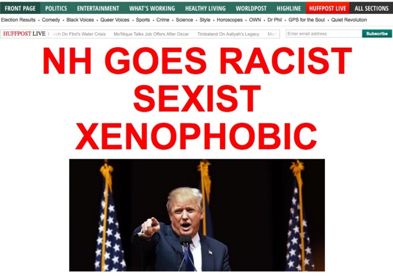HuffPo: ‘NH GOES RACIST SEXIST XENOPHOBIC’