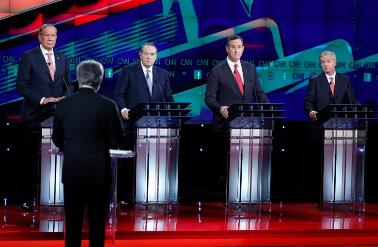 The CNN cablecast revealed the extent to which front-runner Donald Trump is dominating the media environment, and shaped the campaign. (AP Photo/John Locher)