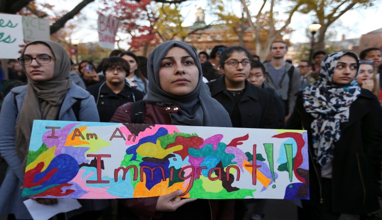 The authors give particular focus to students from Muslim nations, arguing that these students are perhaps the most vulnerable to President Trump's policies. (AP Photo/Mel Evans)