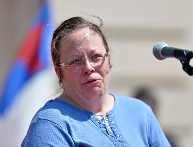 In response to the Supreme Court's Obergefell ruling forcing the redefinition of marriage in all 50 states, elected county clerk Kim Davis stopped issuing all marriage licenses. (AP Photo/Timothy D. Easley, File)