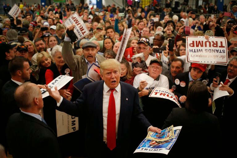 Polls undermine hope that Donald Trump can be defeated if field is winnowed down to two candidates. (Luke Sharrett/Bloomberg)