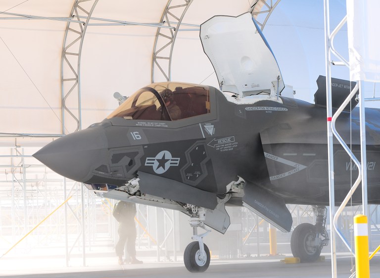 Sen. John McCain welcomed the Marine Corps' first squadron of pilots who are being called upon to fly the branch's version of the next-generation F-35 fighter jet out of its long and troubled testing phase. (AP Photo/The Yuma Sun, Craig Fry)