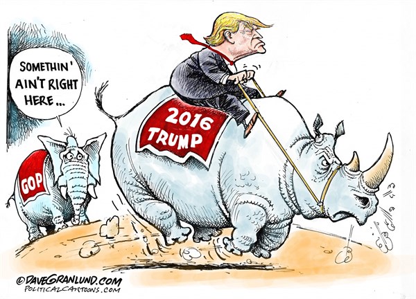 Editorial cartoon: Rino rider