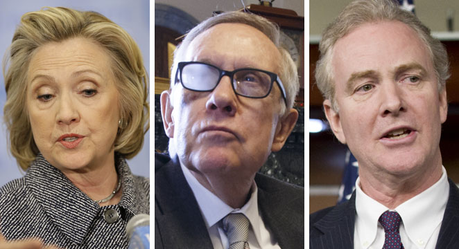 Hillary Clinton, Harry Reid and Chris Van Hollen all have an edge through fundraising. (AP Photos)