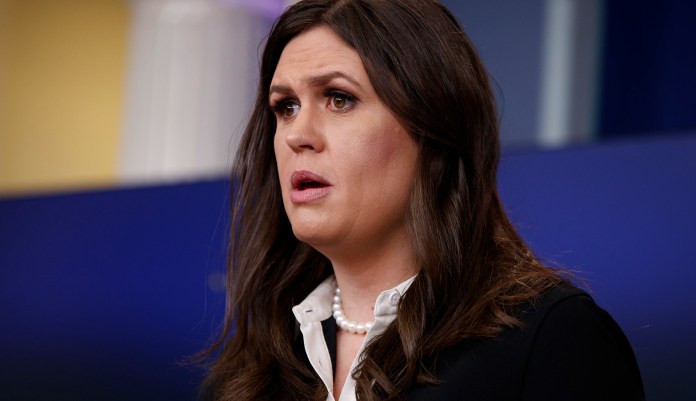 "We understand the decision to return Mr. Namazi to prison was made against the strong advice of his doctors and the Iranian regime's own medical examiner," Sarah Sanders said. (AP Photo/Evan Vucci)