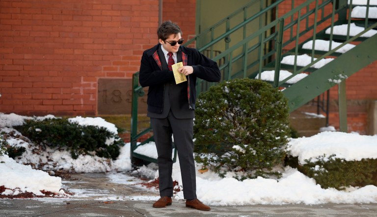 Lucian Wintrich appeared briefly before Connecticut Superior Court in Rockville, Conn., where he immediately received a dismissal of the criminal charge against him. (AP Photo/Jessica Hill)